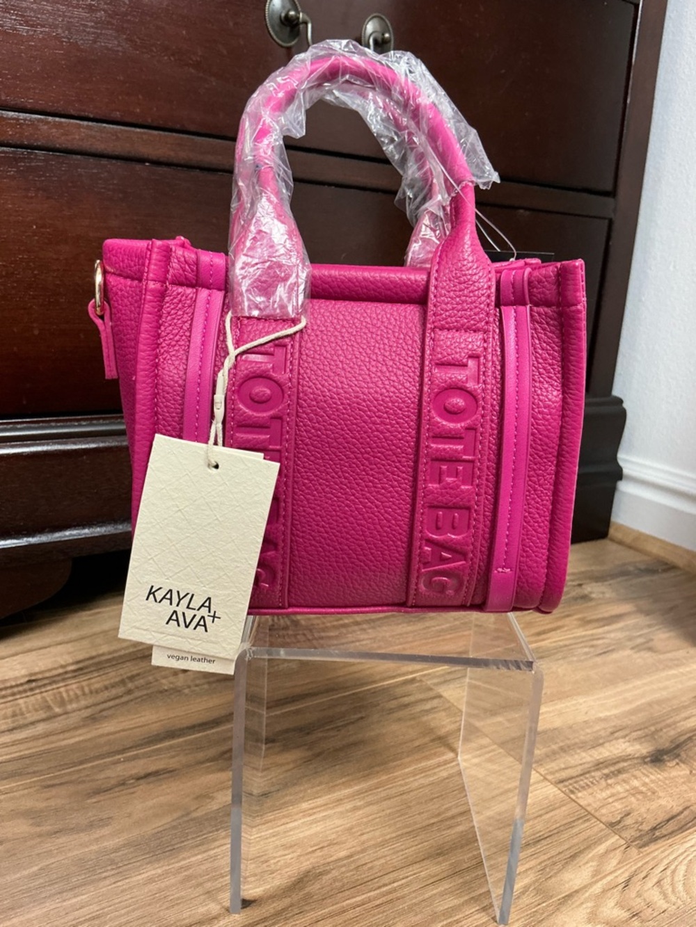 Kayla Ava+ Pink Vegan Leather Mini Tote Bag Wallet Crossbody Set NWT - Picture 3 of 4